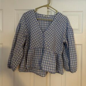 Madewell Blue and White Gingham Blouse